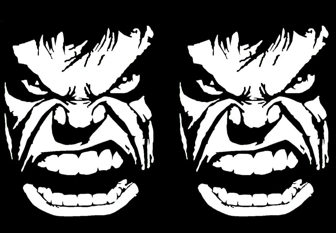 Incredible Hulk Growl Stare Two 5″ x 4″ White Vinyl Decal Car Truck Window