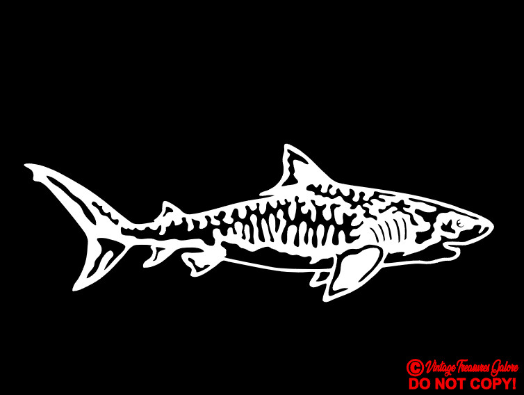 TIGER SHARK Vinyl Decal Sticker Boat Car Truck Rear Window Wall Bumper Jdm Fish