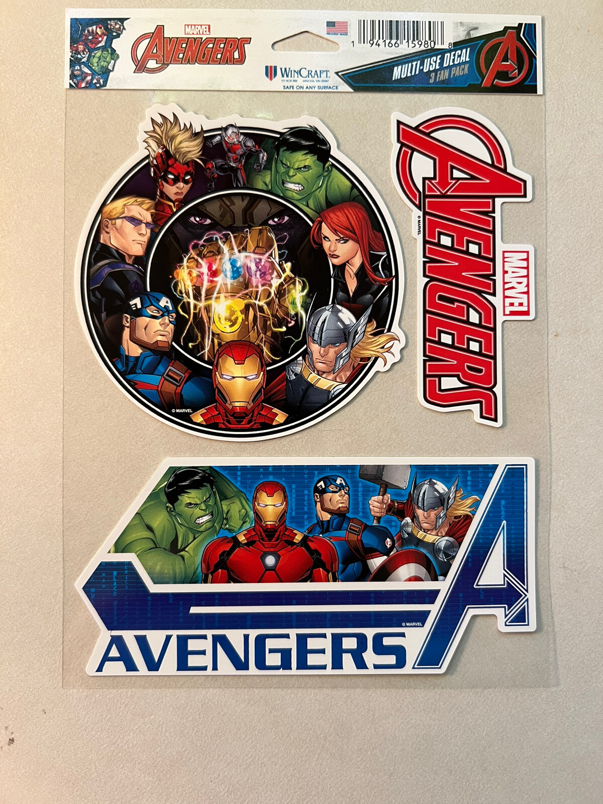 NEW Marvel Avengers 3 Pc Set; Vehicle/PC/Wall Vinyl Decals-Stickers Reusable