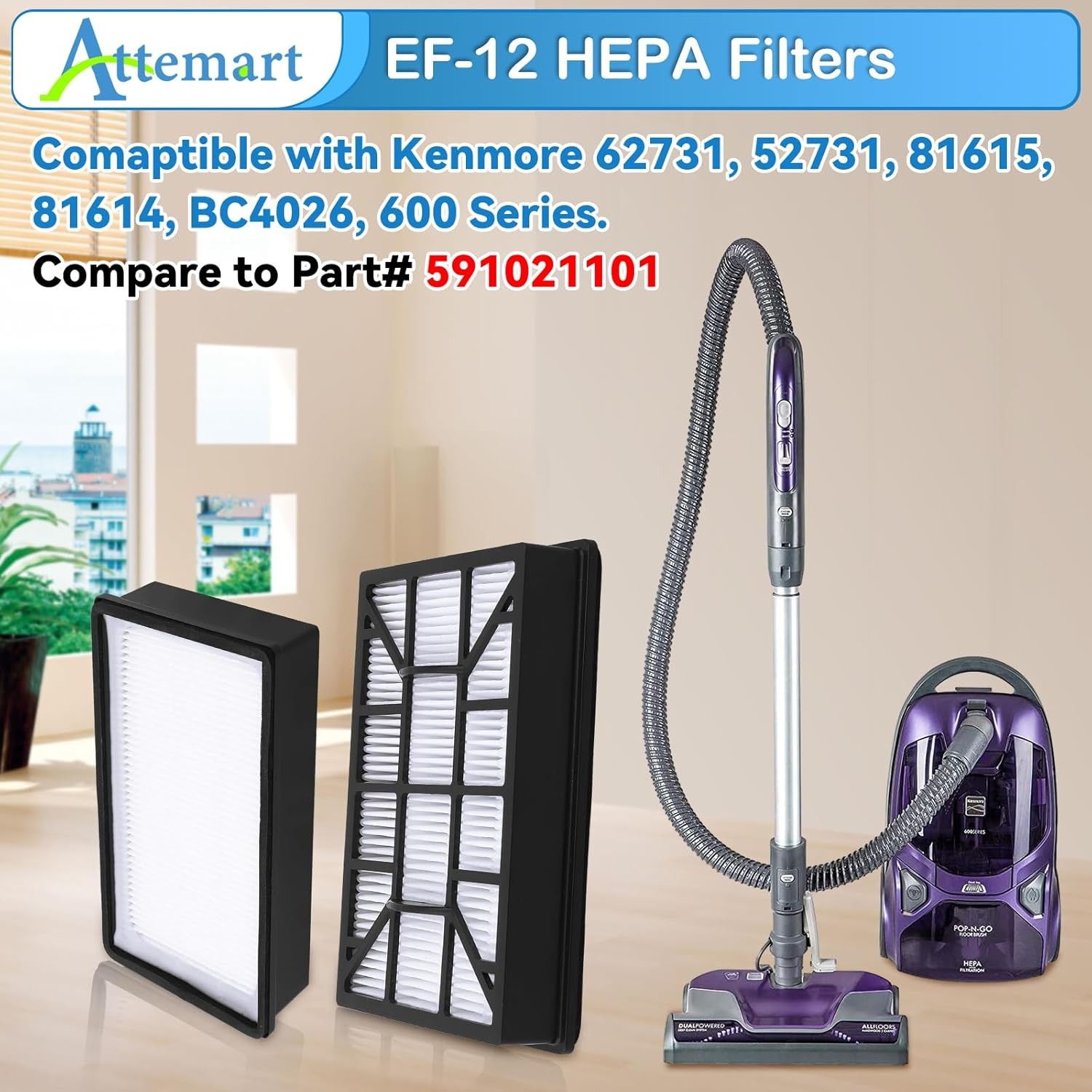 EF 12 HEPA Filter Replacement for Kenmore 600 Series 62731 52731 81615 81614