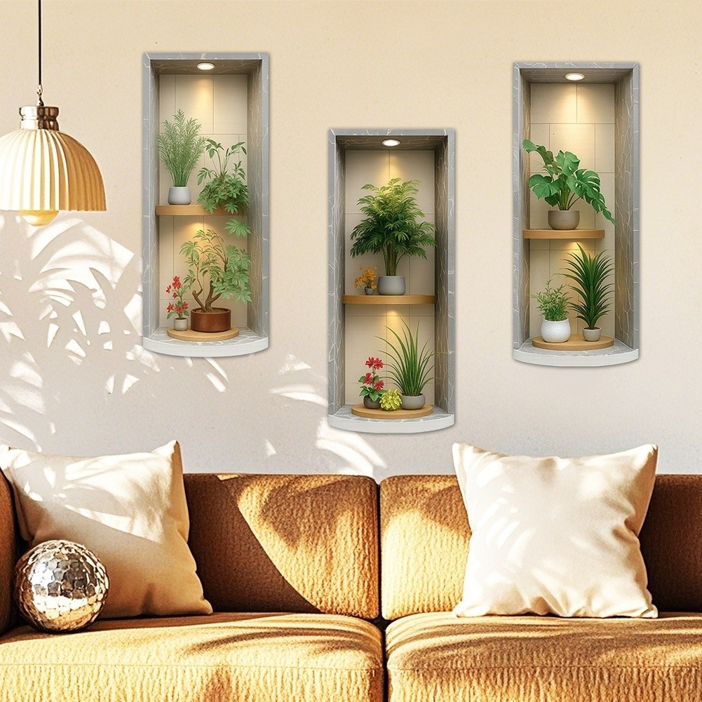 Removable Wall Stickers PVC Simulated Plants Decor Modern Style Anti Static