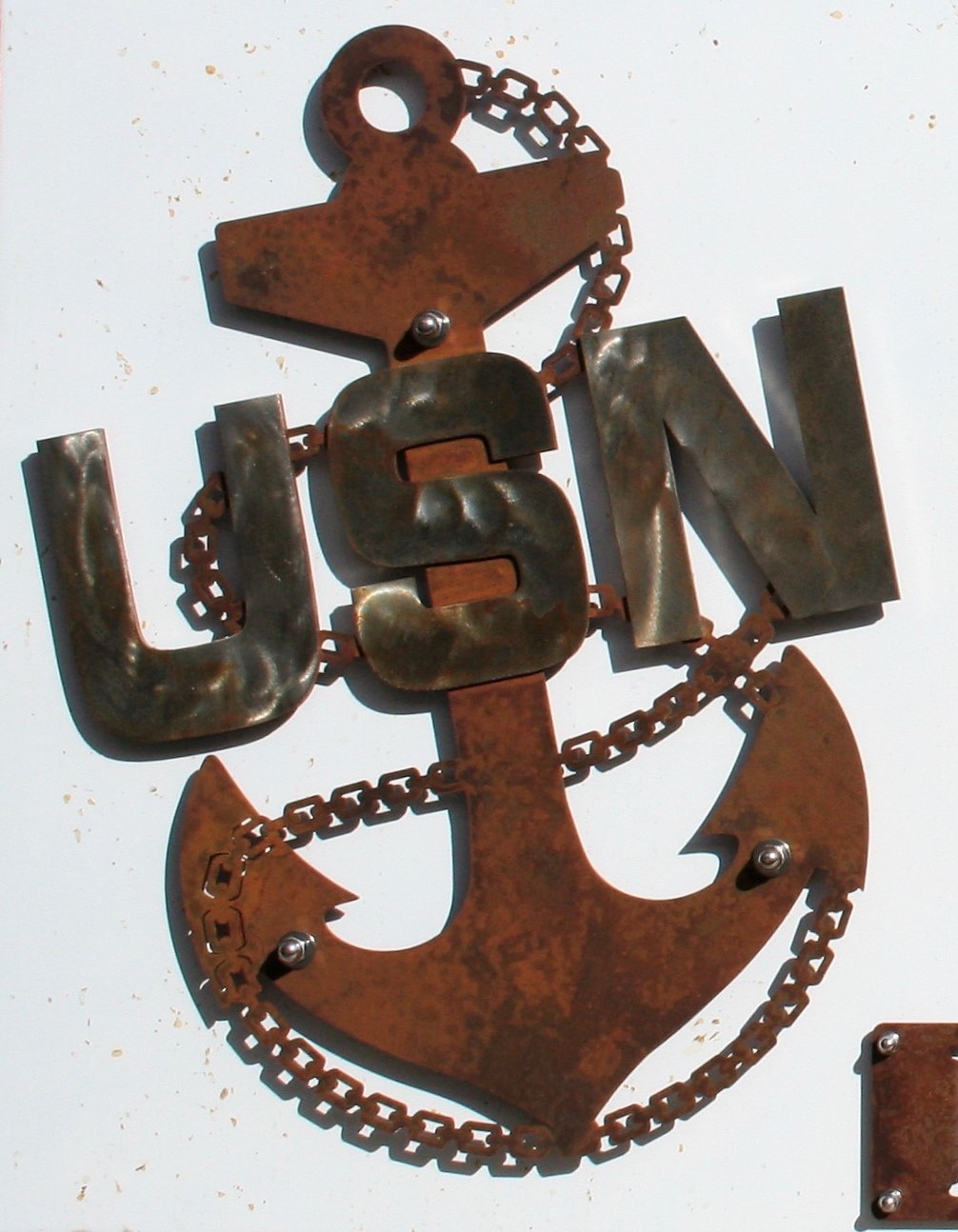 US Navy Chief Anchor Rustic Steel Wall Decor — 19″ tall