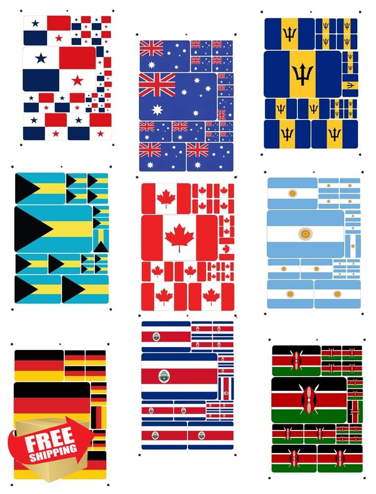 NEGNME Belize 3pc Flag Sticker, Multiple Sizes, Red