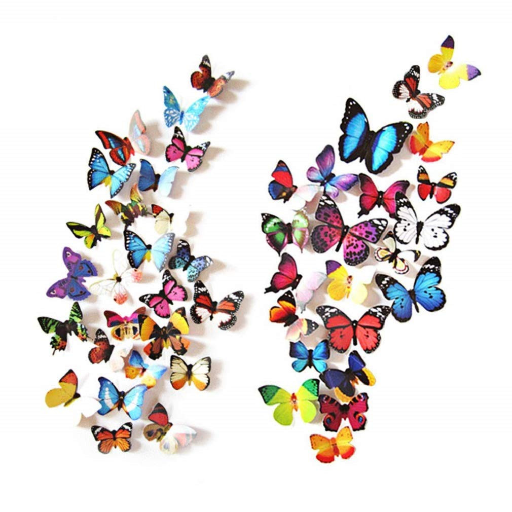 80 PCS Butterfly Wall Decals, 3D Butterfly Wall Decor Stickers for Home Wall Dec