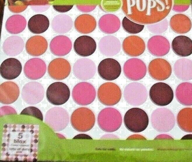 WALL POPS 5 sheets 13″ LOTS OF DOTS BLOX SQUARE- PINK Decals Mural NIP