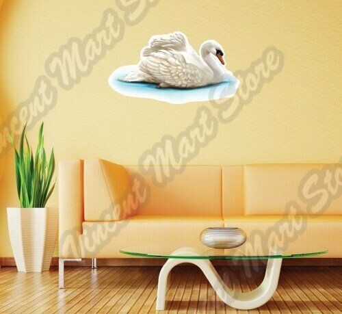 Beautiful White Swan Goose Duck Swim Wall Sticker Room Interior Decor 25″X18″