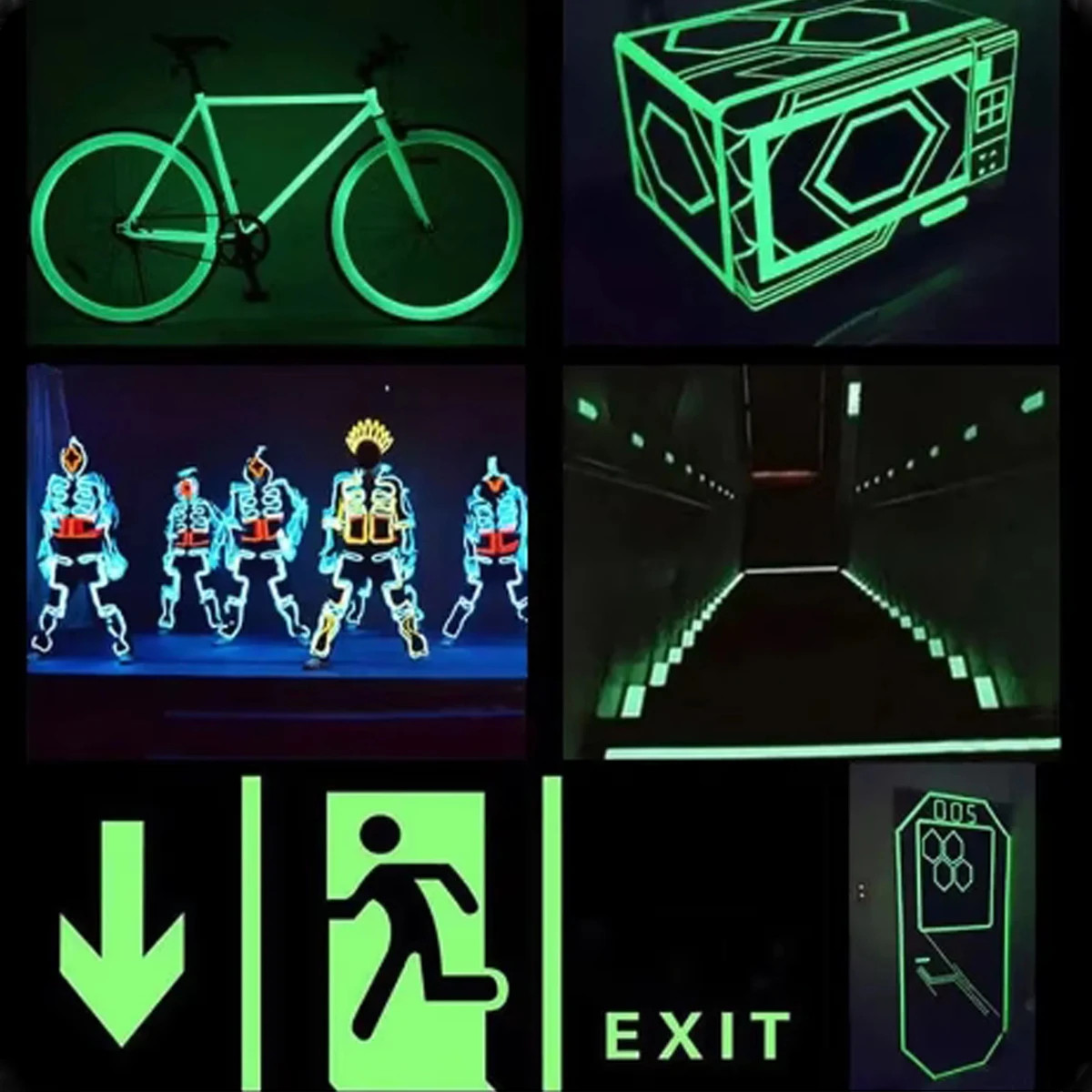Green Luminous Tape 2cmx3m Fluorescent Reflective Stickers Self Adhesive