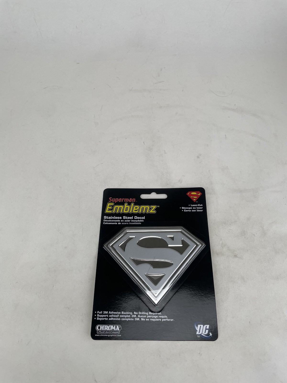 Official Licensed Superman Super Man Stainless Steel Thin Emblem Decal 2 pak