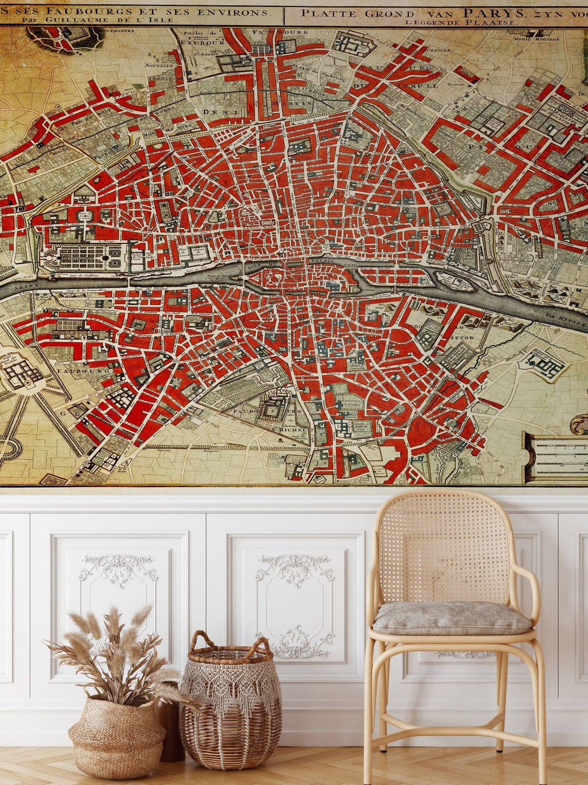 Vintage Map of Paris Wall Mural. Plattegrond van Parijs (ca. 1721–1774) by Guill