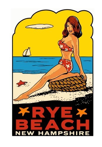 Rye Beach New Hampshire Vintage Style Sticker Decal R8567