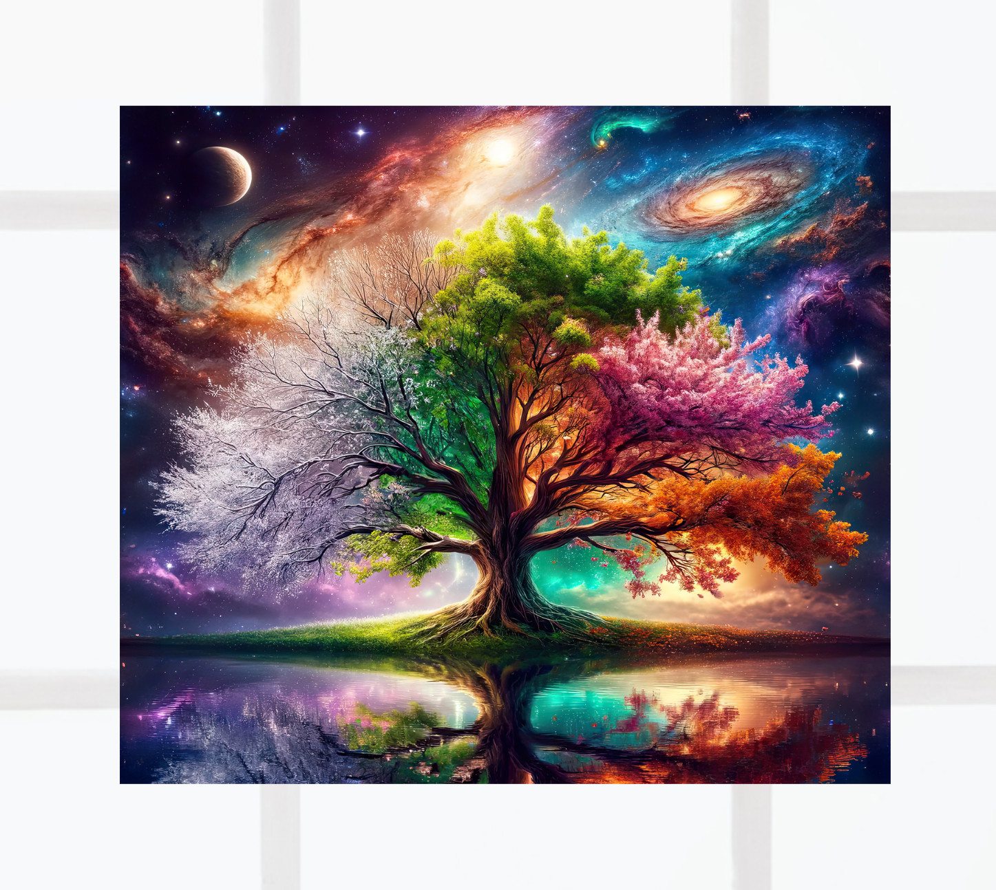 Tree of Life, Seasons, Galaxy WINDOW CLING Size 9.1″ Vinyl