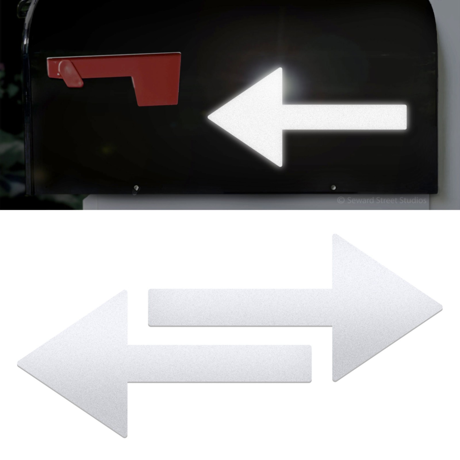 Set of 2 Reflective Mailbox Arrow Decals, Two Outdoor Arrows Stickers #1410R-SZ