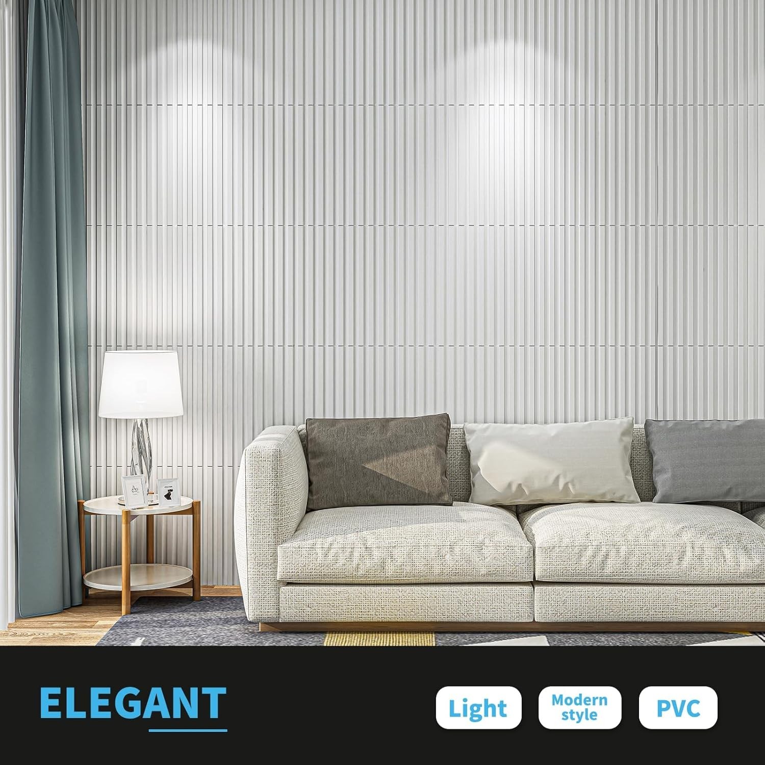 Elegant 3D Fluted Textured Wall Panel Kit – Pack of 12, 19.7 x 19.7 in., White