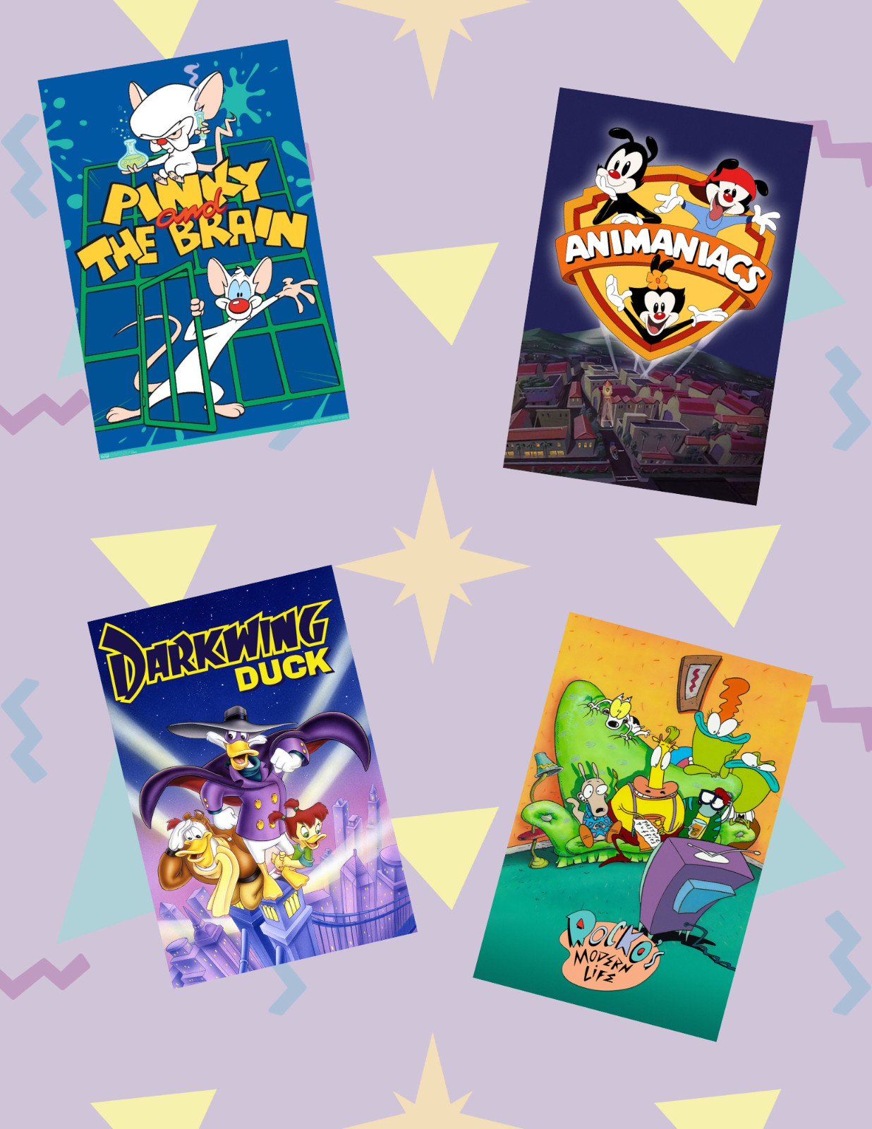 90’s Cartoons Shows Movie Poster Style 4pc Sticker Pack