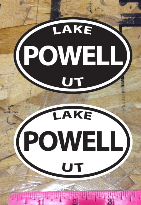 Lake Powell Utah UT POWELL oval sticker decals Black and White – 2 for 1