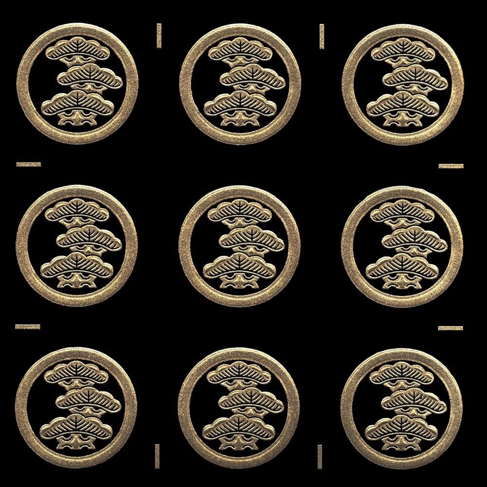 Japanese Gold Pine Kamon 9P Sticker Three Tier Matsu Crest 15mm (0.6in)