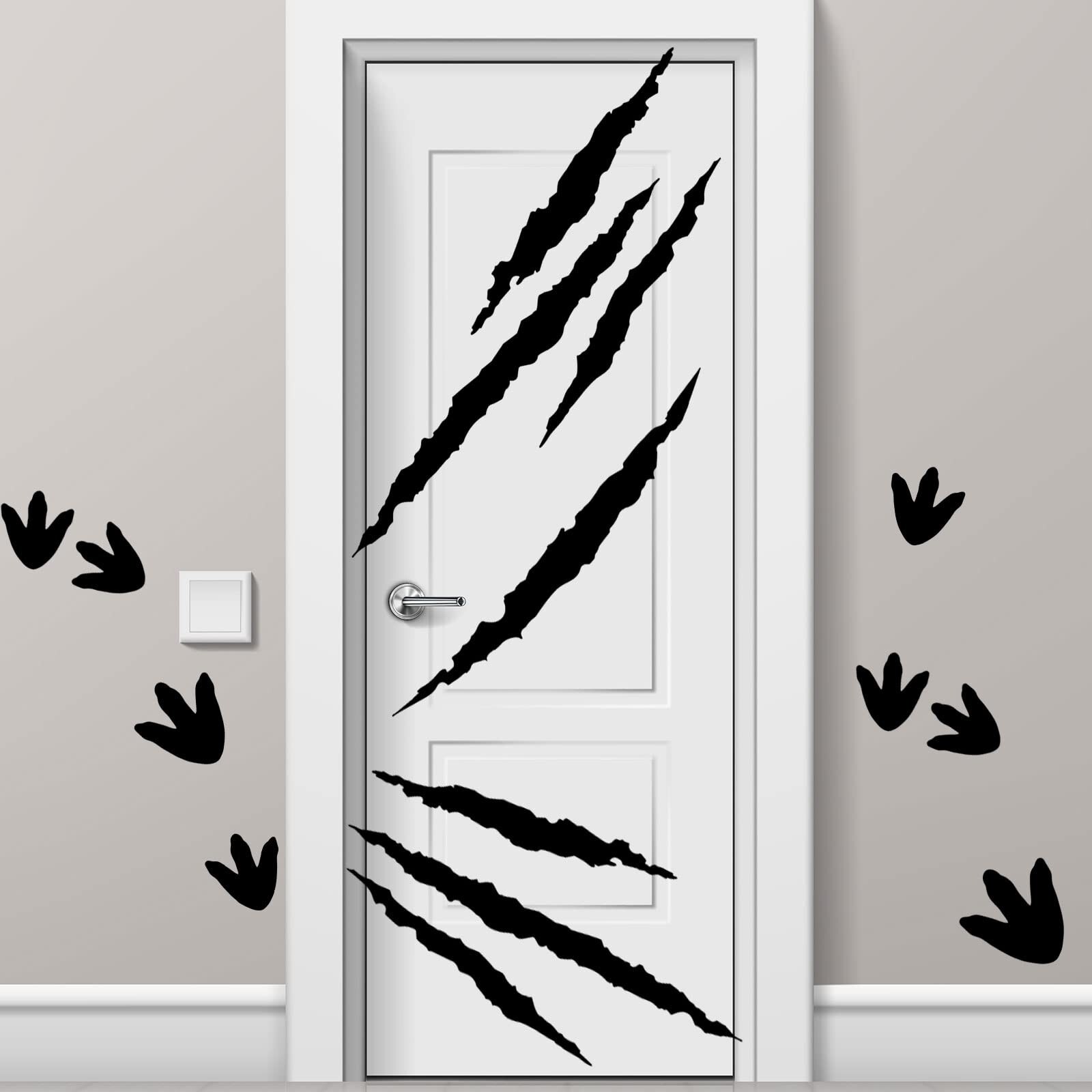 78 Pcs Dinosaur Footprints Floor Decals Black Ripped Scratches Vinyl Sticker …