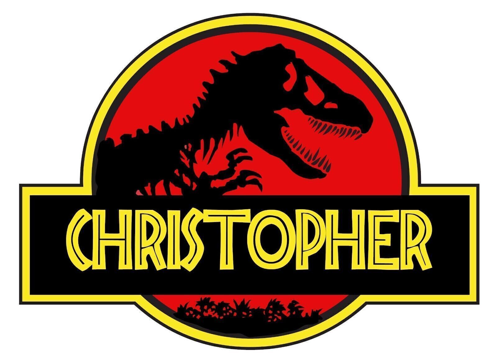 CUSTOM “YOUR NAME” Personalized Jurassic Park Color Vinyl Sticker Waterproof