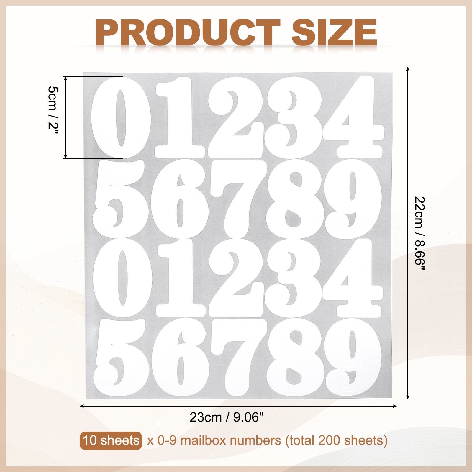 200 Pcs 10 Sheets Mailbox Numbers for Outside, 2 Inch White Number Sticker