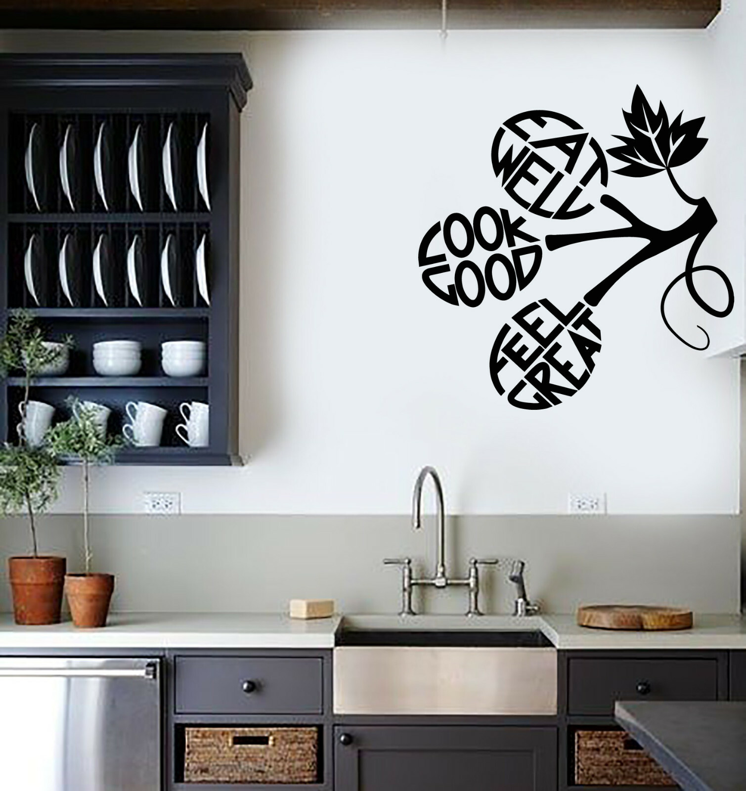 Vinyl Wall Decal Healthy Eat Diet Inspire Words Dining Room Stickers (ig5348)
