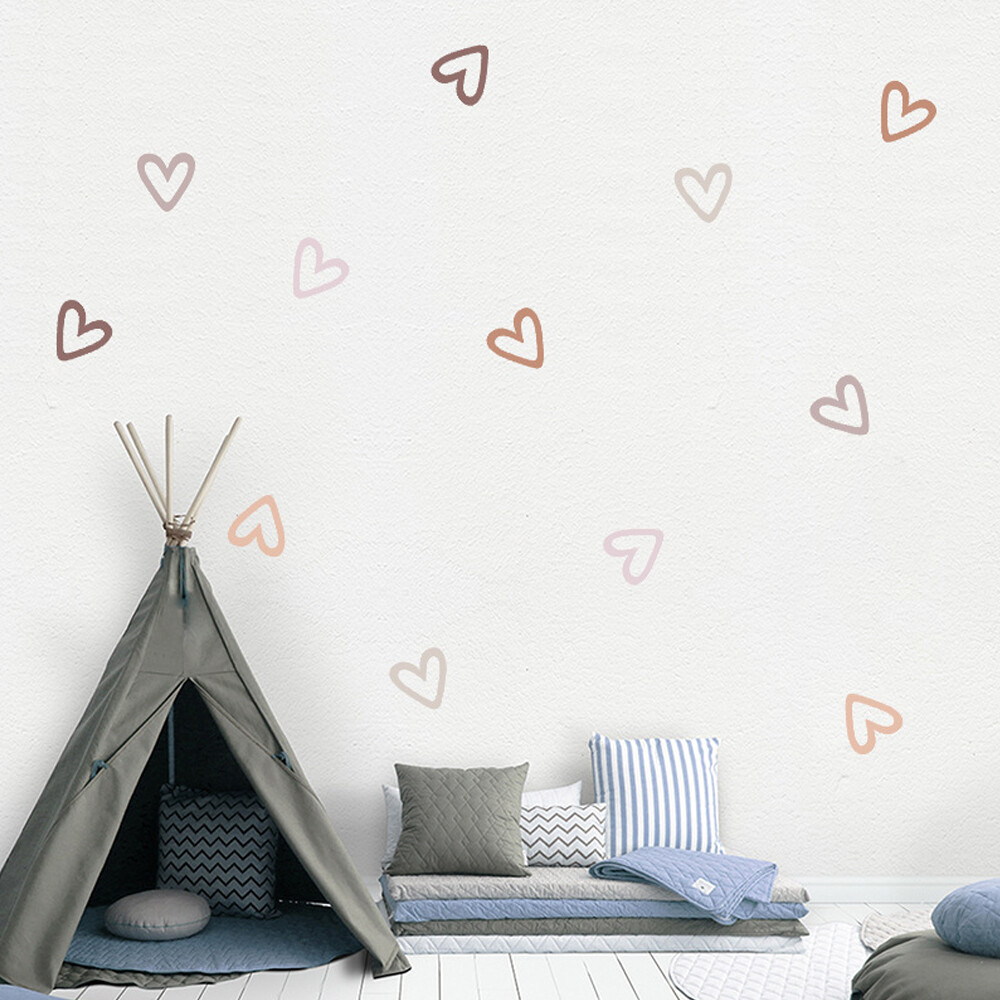 36pcs Hearts Creative Door Wall Decal Sticker For Children Baby Girls Boys Room