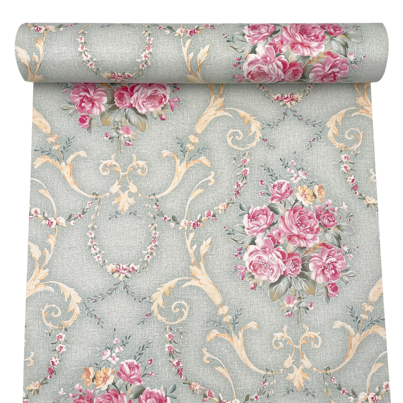 Retro Rose Furniture Paper Light Green Self-Adhesive Shelf Liner School Locke…