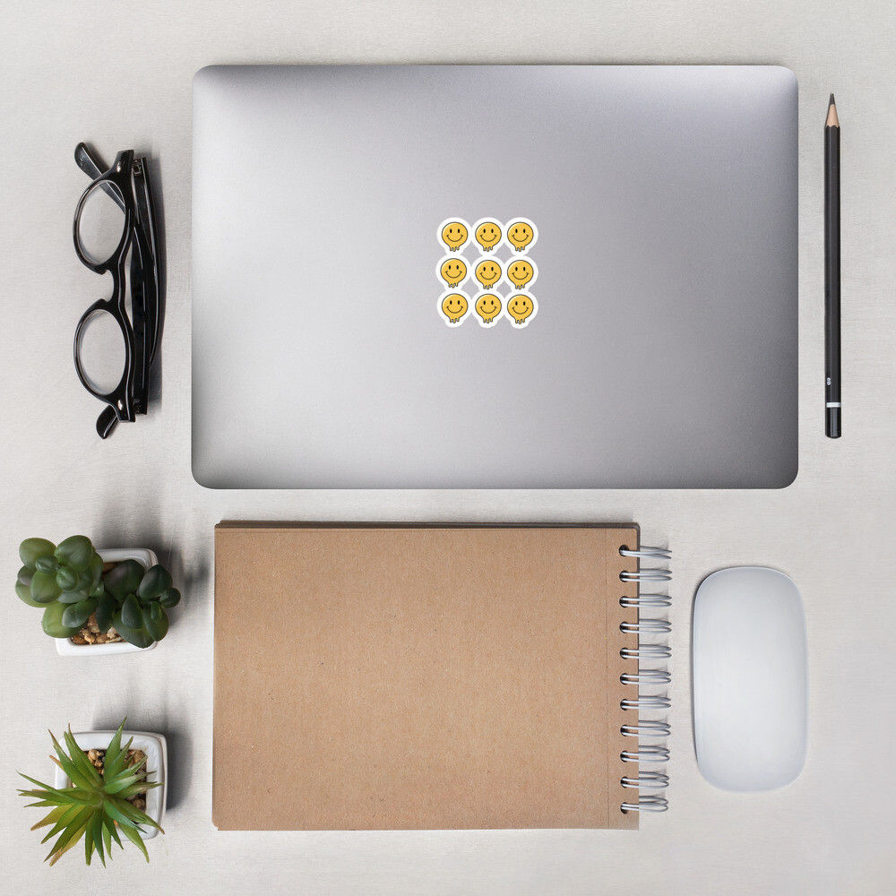 Black and Yellow Melting Smiley Face Bubble-free stickers