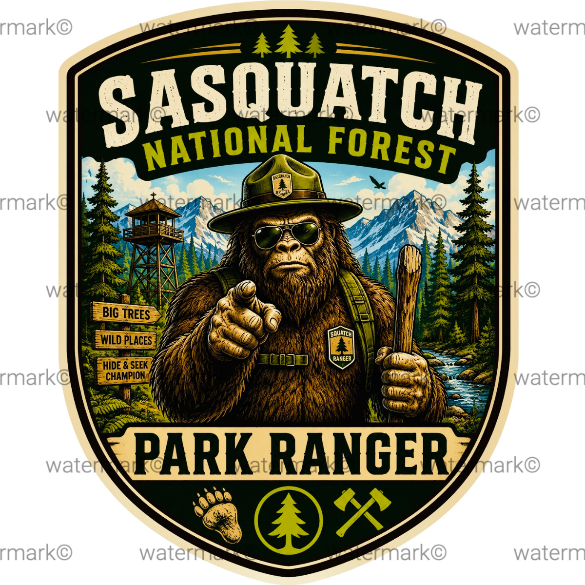 Bigfoot Sticker Waterproof Sasquatch Decal National Forest Park Ranger Sticker