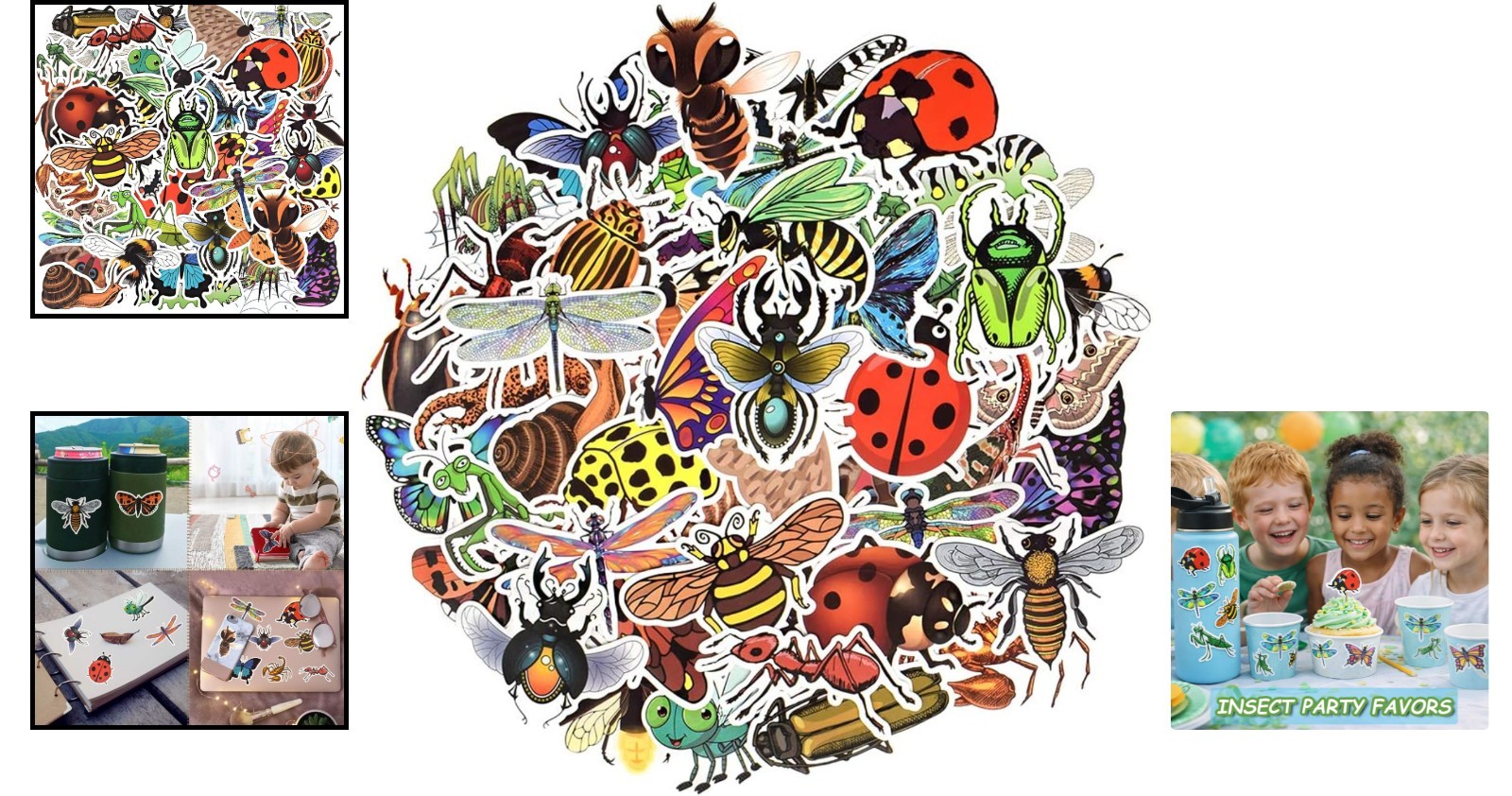Bright and Durable Insect Stickers – 50PCS for All Your Creative Needs