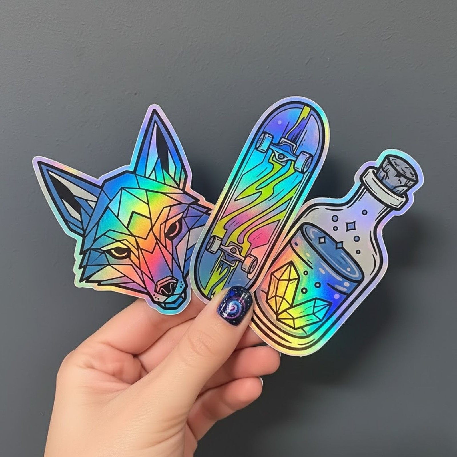 Custom Holographic Die Cut Sticker Decals Labels Logo Bulk Vinyl Waterproof UV