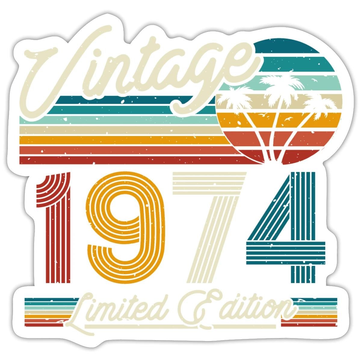 Vintage 1974 Limited Edition 50th Birthday Gift Sticker, max. 4 x 4″