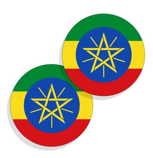 Ethiopia Flag Stickers Flag Decals Vinyl Stickers Round Indoor Outdoor 4 pack