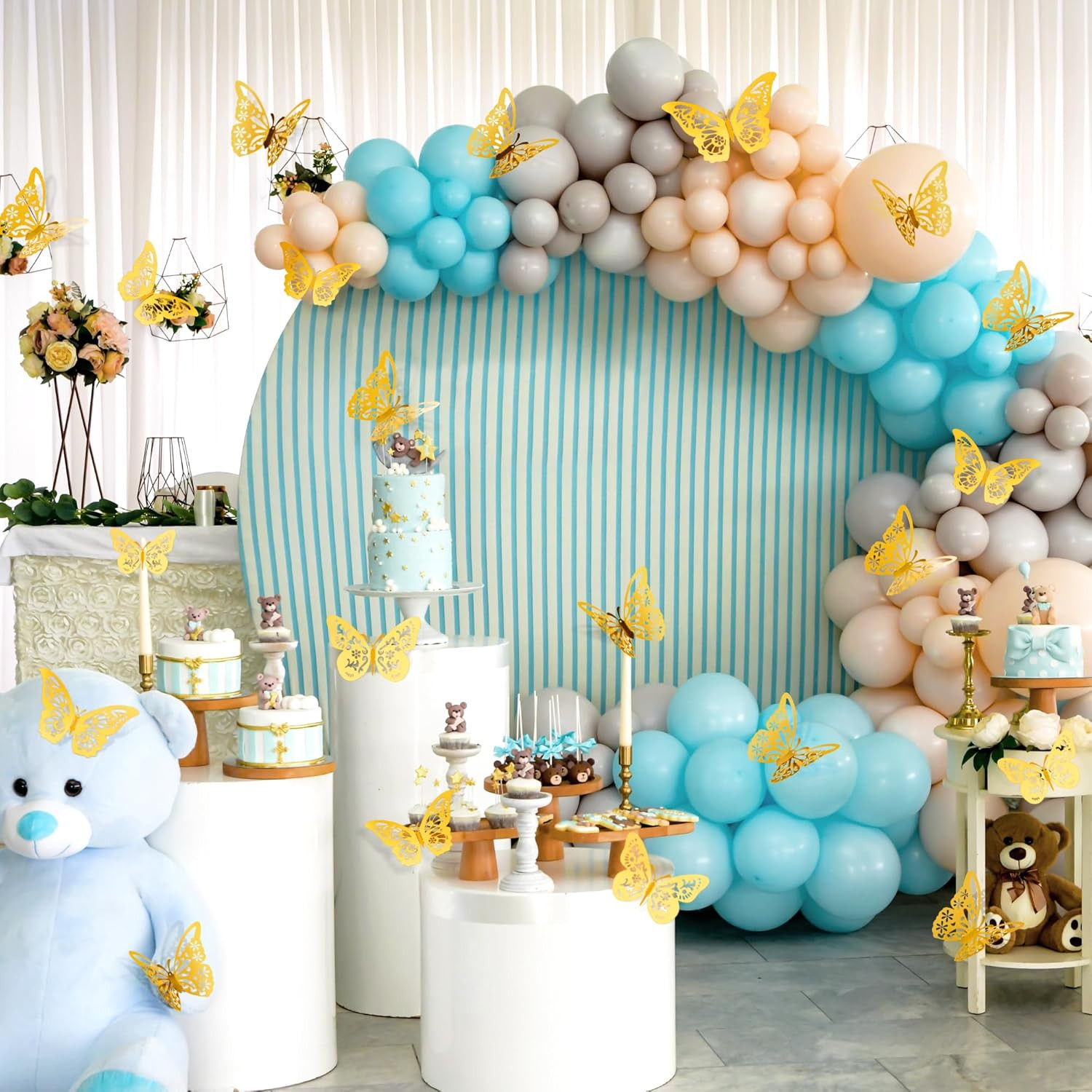 48 Pcs Gold 3D Butterfly Decorations, 4 Styles 3 Sizes, Butterfly Wall