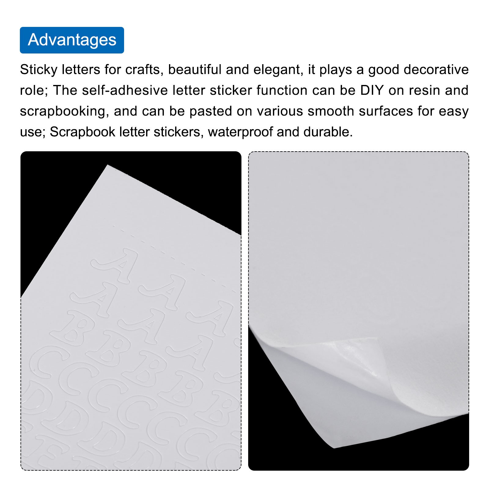 10 Sheets Alphabet Letter Sticker White Upper Lower a to Z Self Adhesive