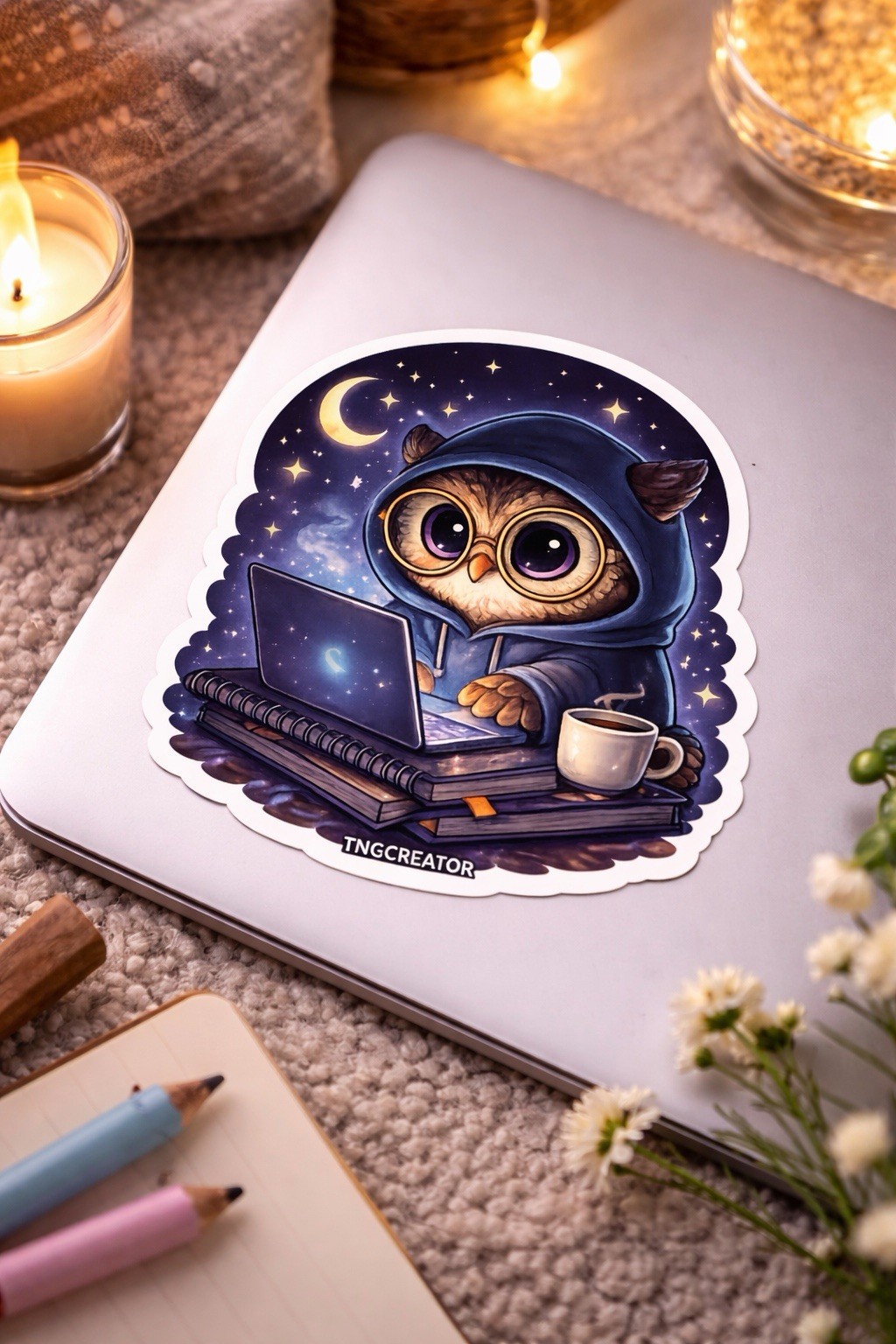 Owl Laptop Sticker by TNG Creator | Regular Vinyl or Holographic | 3 Inch