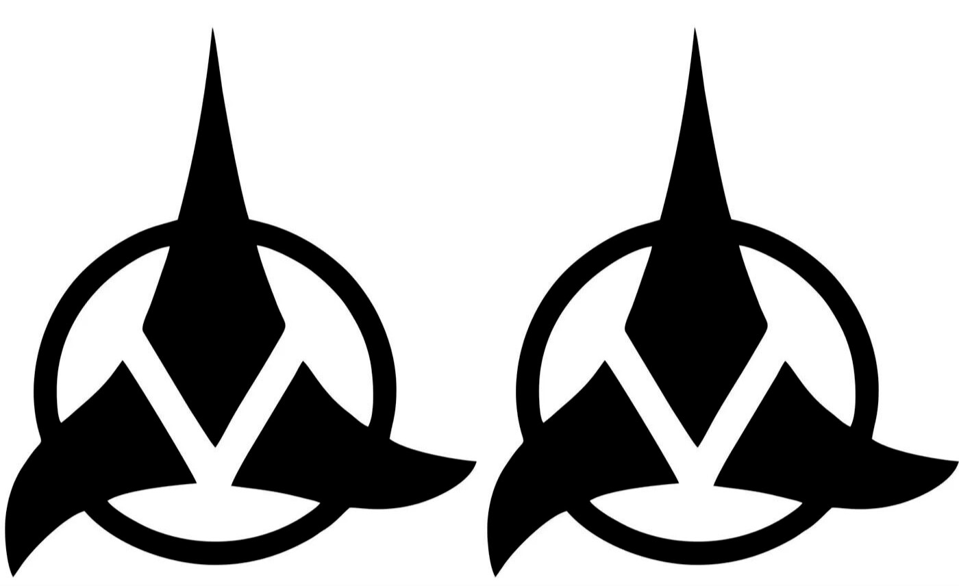 Star Trek – Klingon Logo -TWO 5″ Black Vinyl Decals Car Truck Tablet Laptop