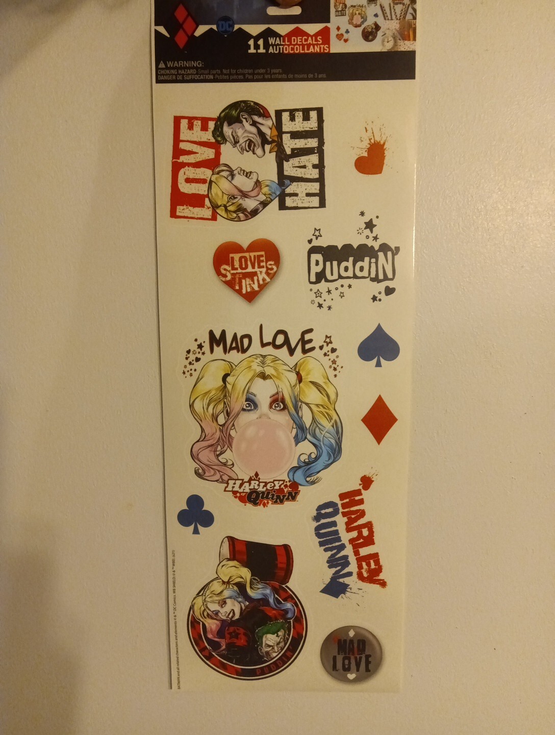 Harley Quinn DC 11 Wall Decals Removable & Repositional Stickers New
