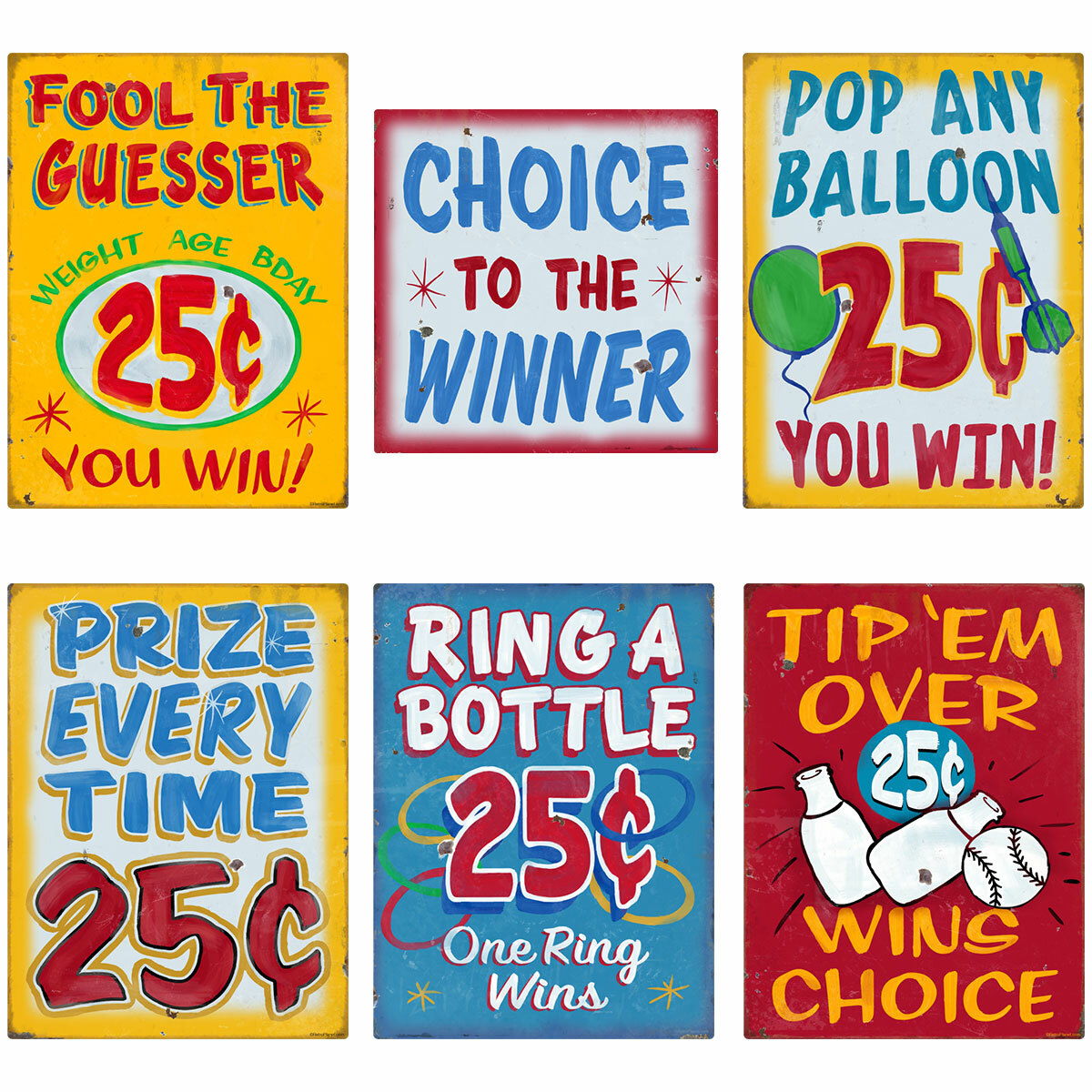 Carnival Midway Games Of Chance Wall Decal Set Vintage Style Game Room Decor