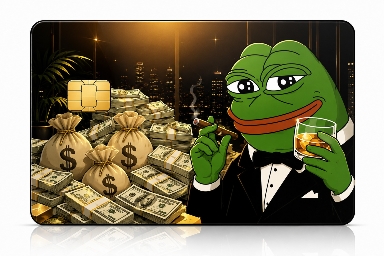 Rich Pepe Frog Funny Meme Credit Card Skin Debit Card Vinyl Sticker