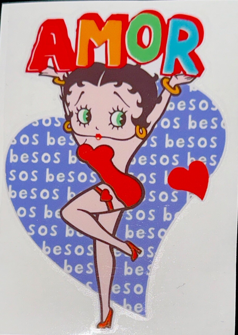 BETTY BOOP STICKER✨💋💄👠✨5” X 3 3/4”✨❤️AMOR🧡💚🩵💋BESOS💋✨SEXY & CUTE✨❤️‍🔥💫