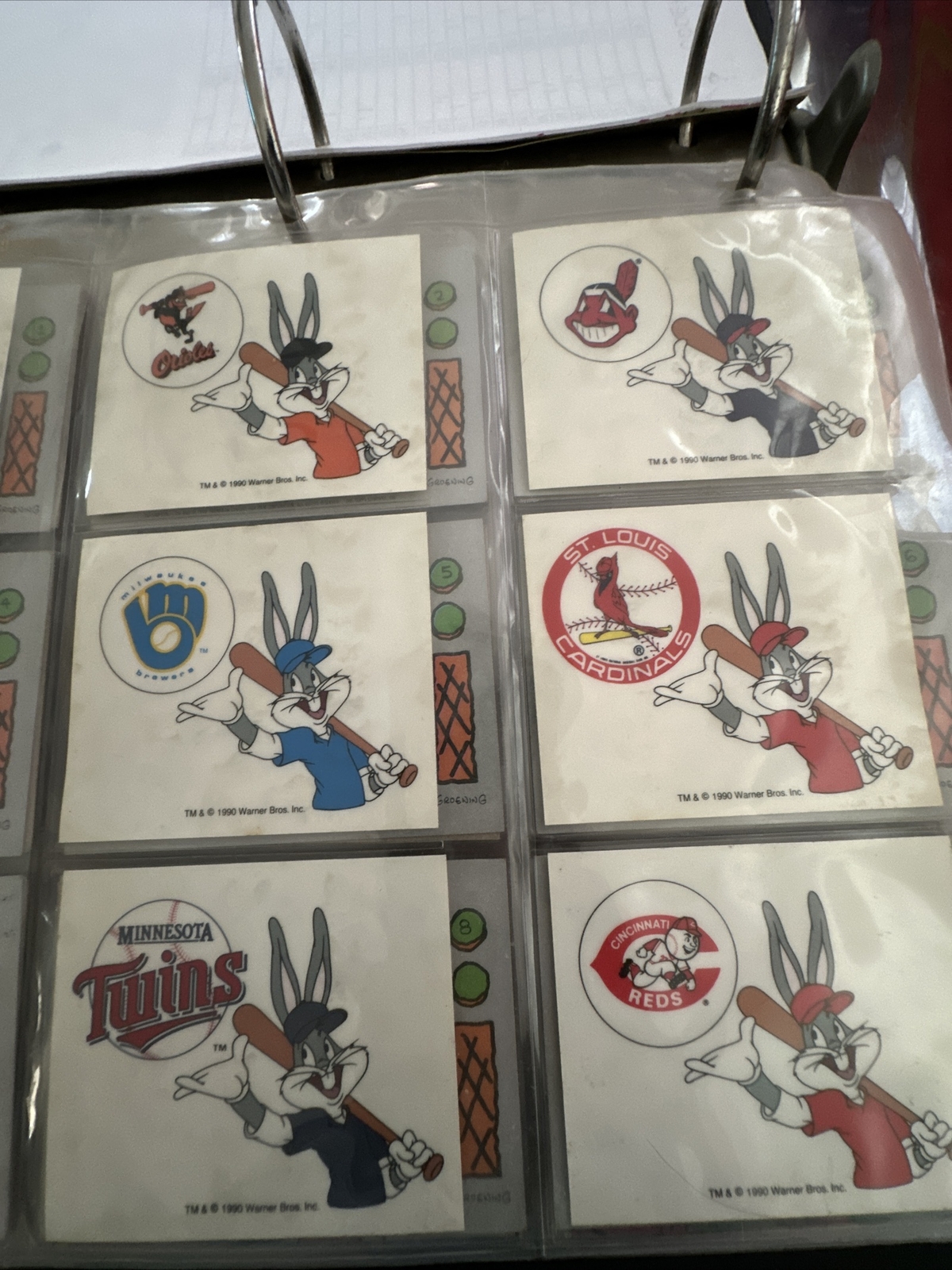 VINTAGE 1990 Warner Bros MLB Bugs Bunny Stickers – SEE PICS – Rare Stickers