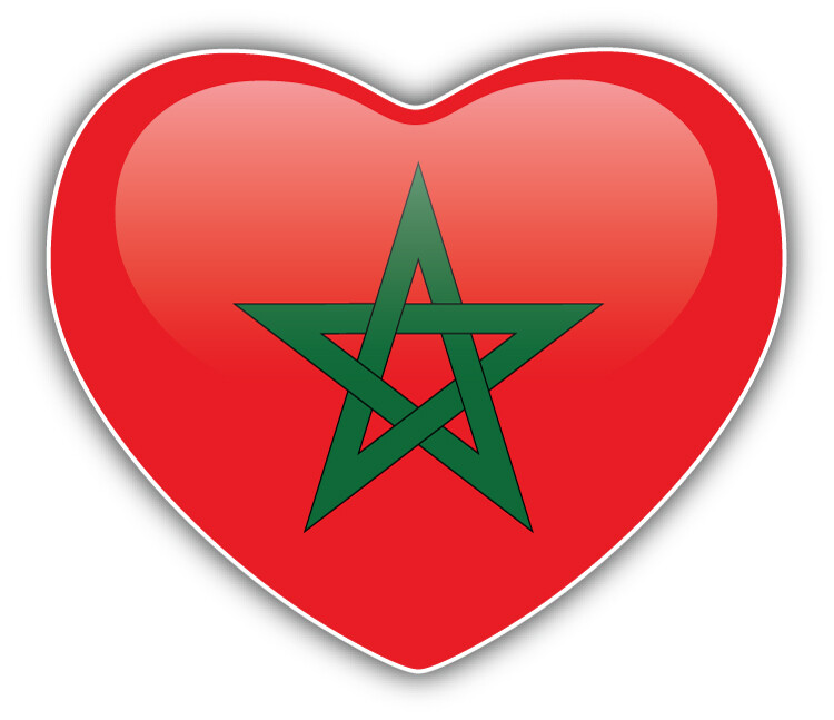 Morocco Flag Glossy Heart Car Bumper Sticker Decal