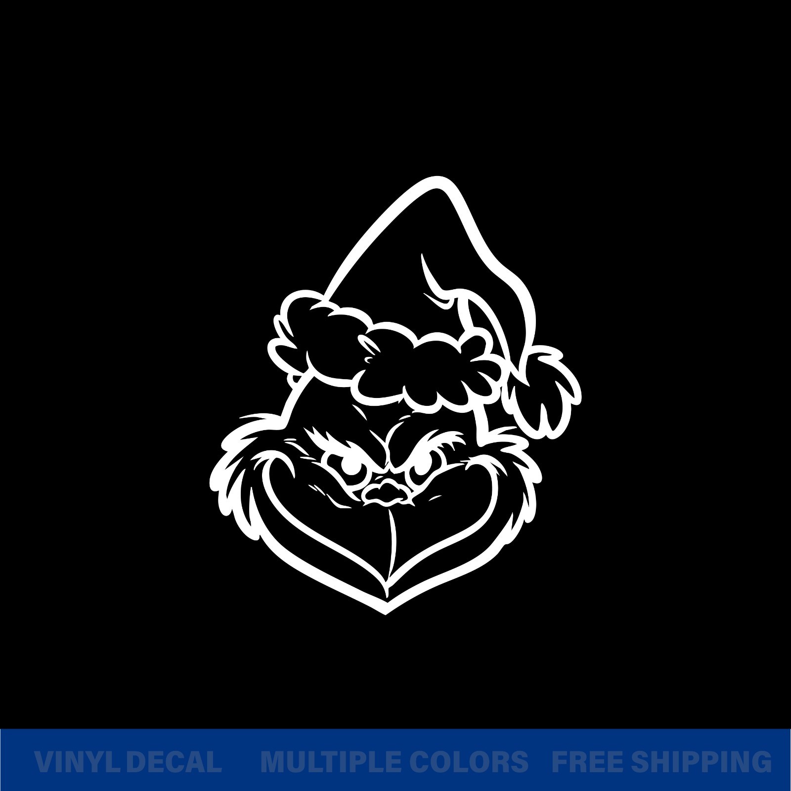 Grinch Face Santa Hat Vinyl Decal Sticker – Durable, Weatherproof Car & Window