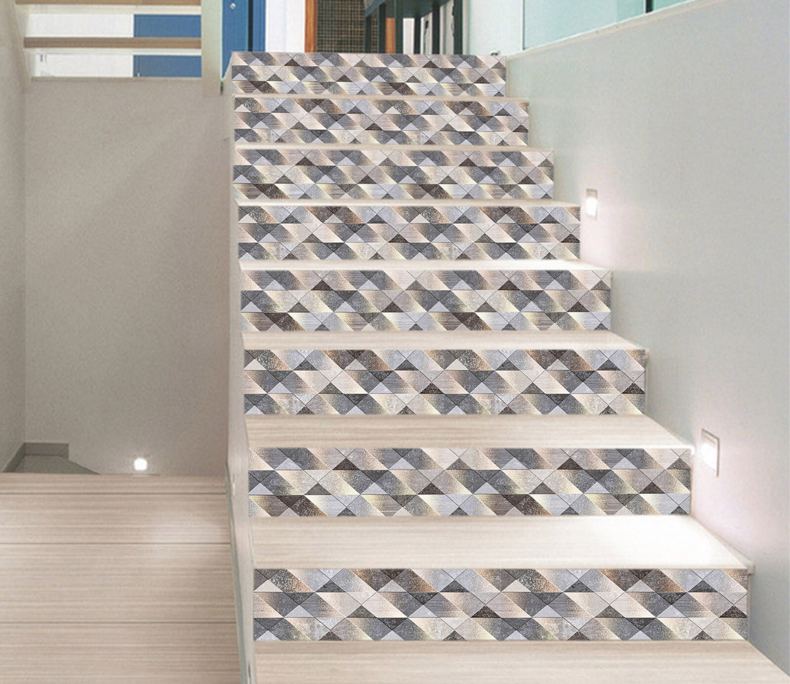 3D Grey Graphics ZHU358 Stairs Risers Decoration Photo Mural Vinyl Wallpaper Amy