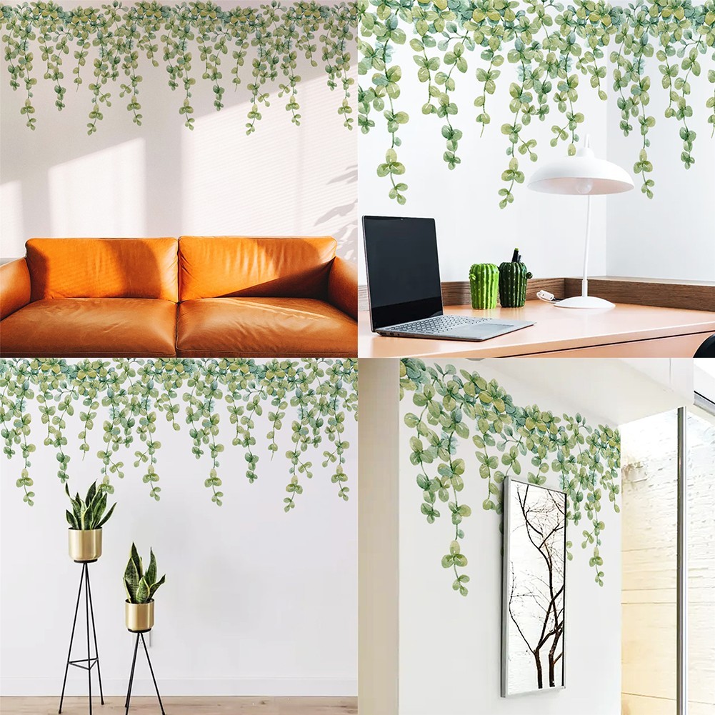 Practical Wall Stickers Eucalyptus Leaf Stickers TV Background 2pcs/set