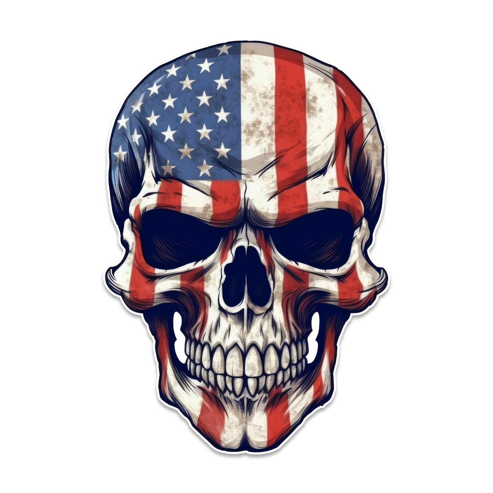 American Flag Skull Vinyl Sticker Decal USA patriotic
