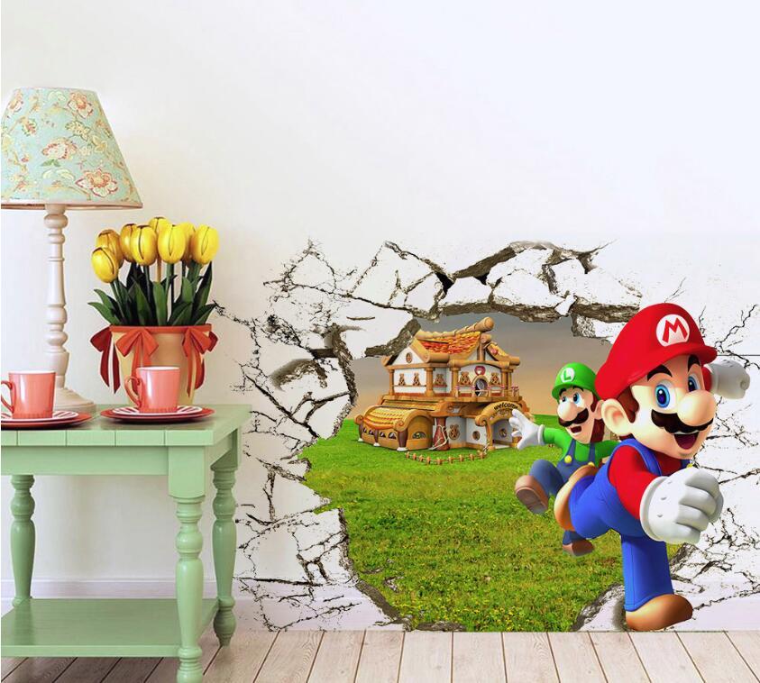 NEW 3D Super Mario Bros Removable Wall Stickers Decal Kids Home Decor USA