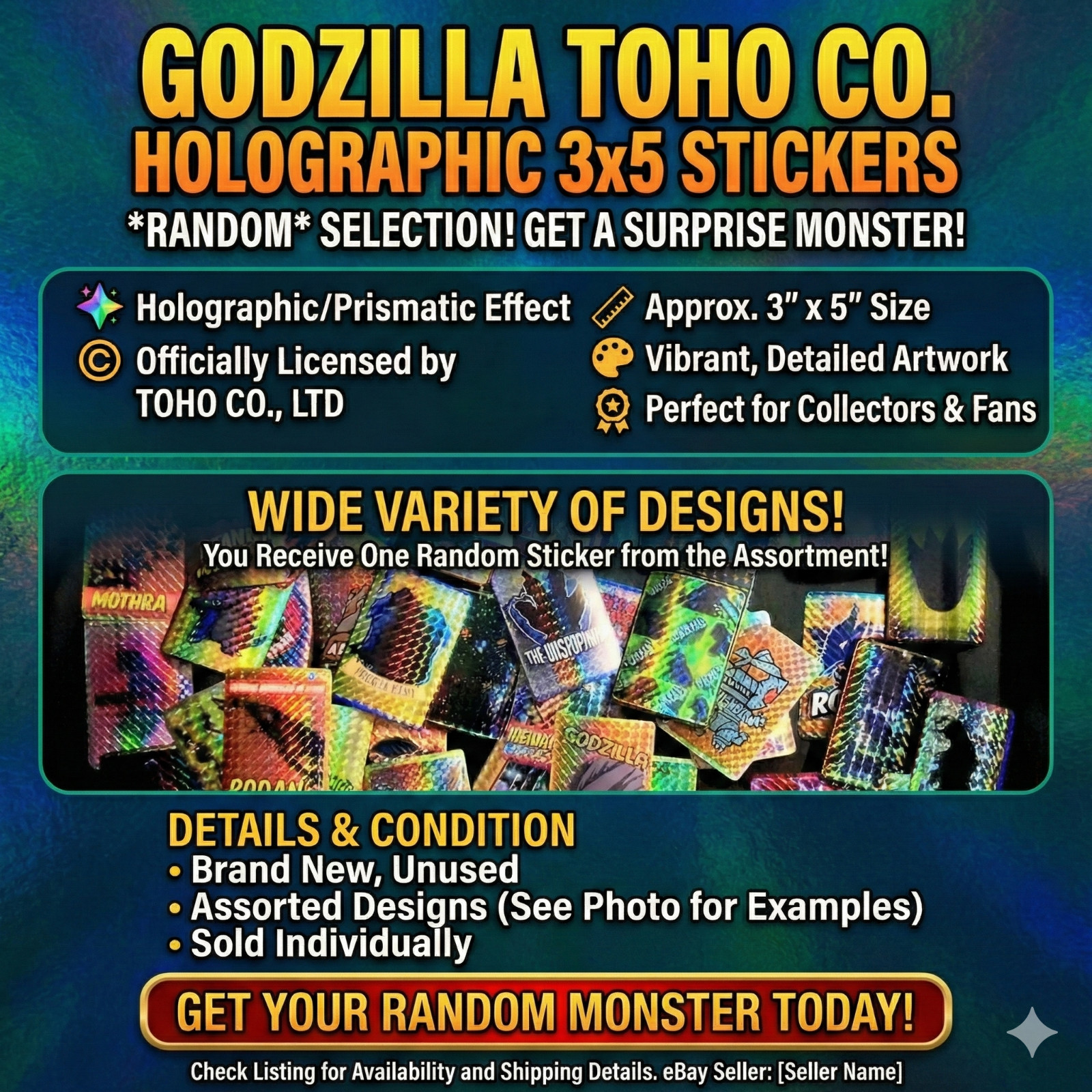 Godzilla Toho Co Holographic 3×5 *Random* Sticker