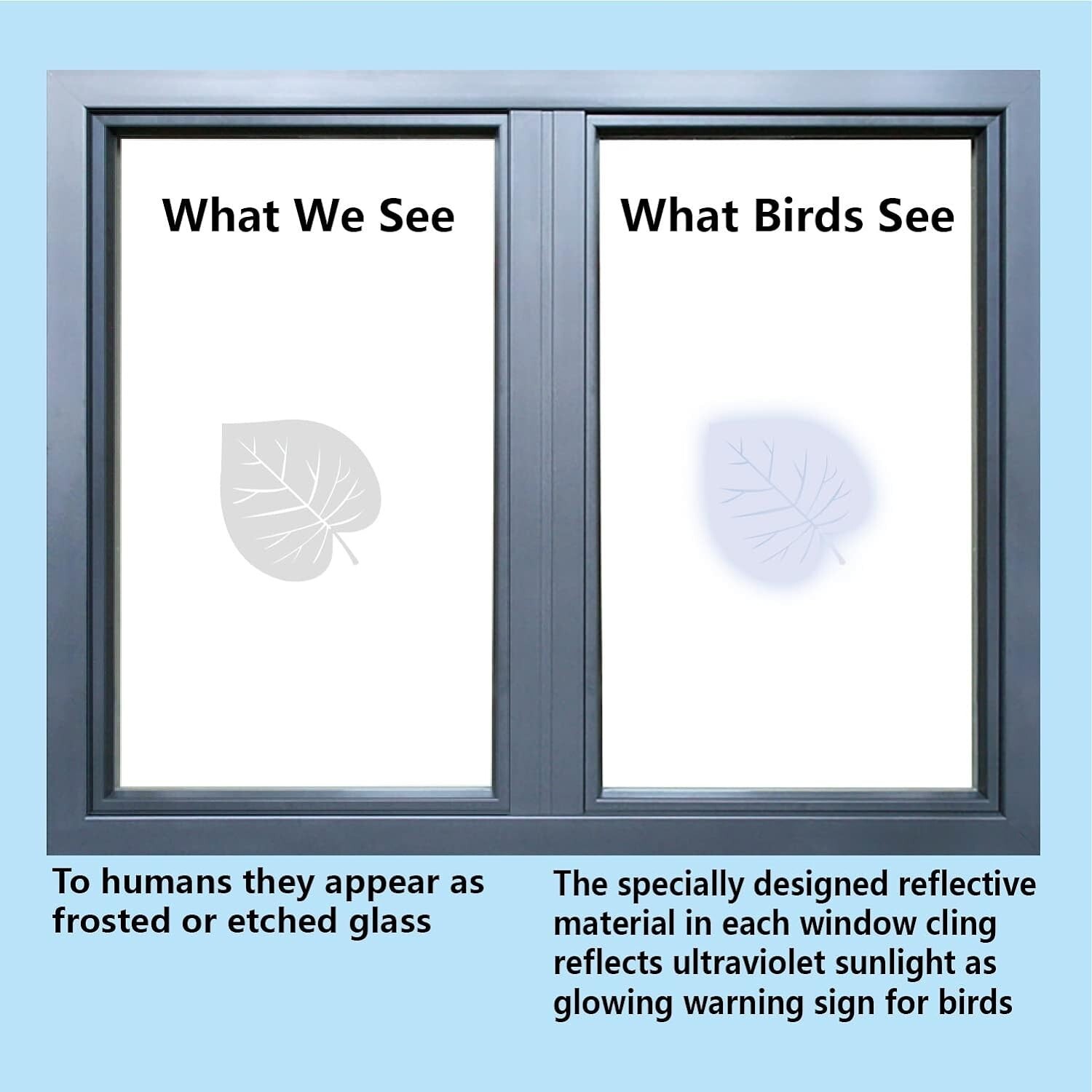 Window Decals for Bird Strike 52 Pieces Large Leaf Shape Anti-Collision Stickers