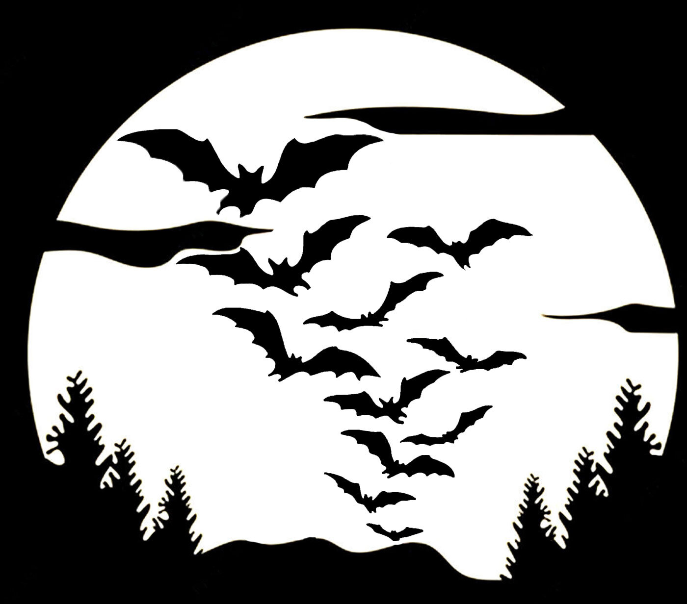 Flying Bats Full Moon Vinyl Decal Car Truck Window Tumbler Laptop Tablet Mirrors